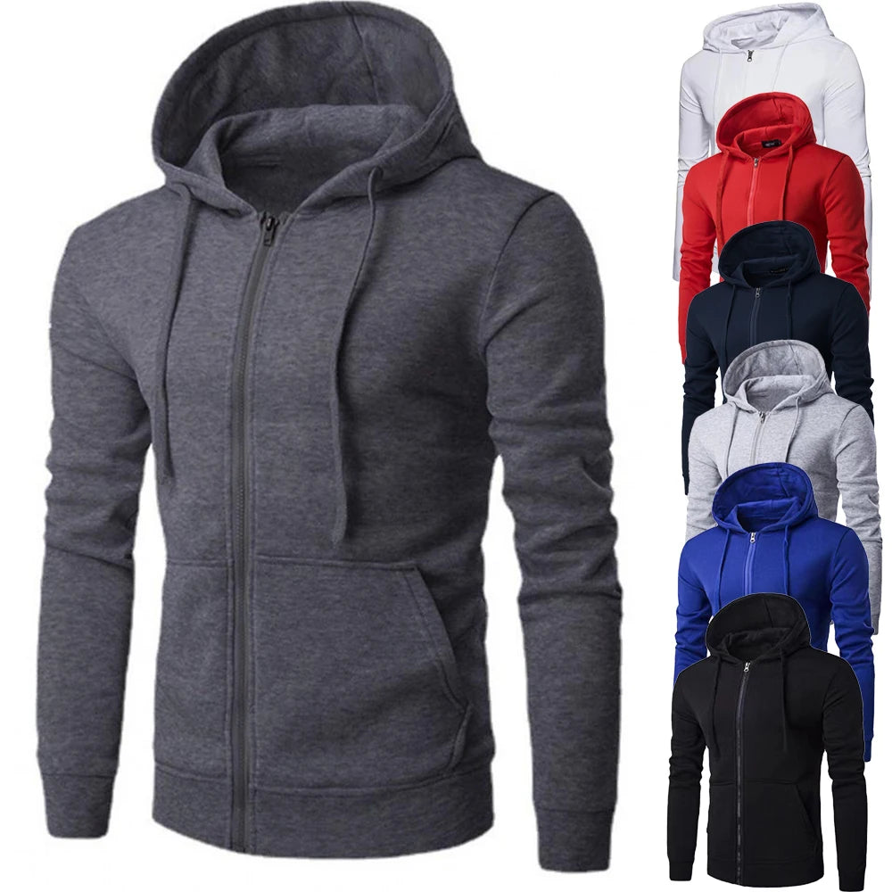 Autumn Men Sweatshirts Long Sleeve Jacket Hoodie Zipper Closure Jacket Male Hoodies Sweatshirt Slim Fit Male Clothing - ATFH