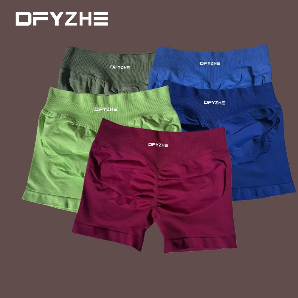 DFYZHE Women's Impact Shorts 4.5" – Seamless High Waist Ribbed Workout Shorts for Yoga Cycling & Fitness Tahsi Fashion House