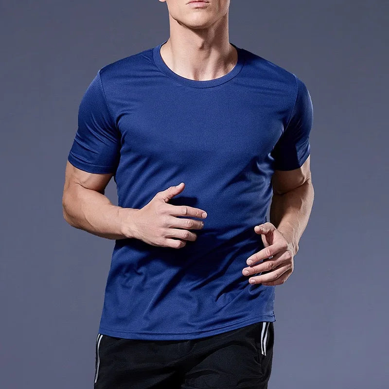 Running Moisture Wicking Round Neck T-Shirt Training Exercise Gym Sport Shirt Tops Lightweight Men's Quick Dry Short Sleeve Gym