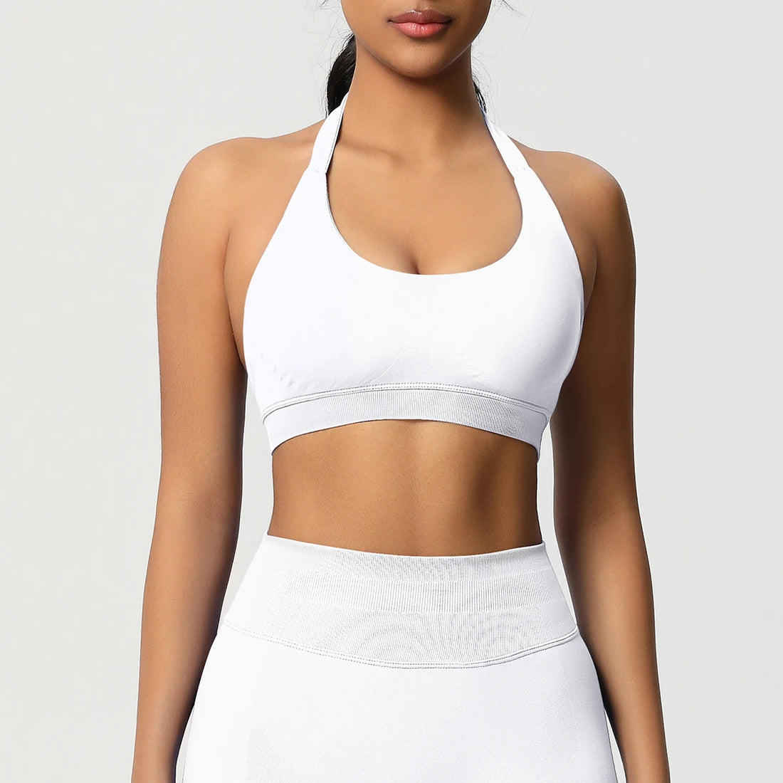 High Stretch Sports Bra Women Halter Seamless Yoga Bra Padded Backless Sports Bras Gym Crop Top Push Up Workout Yoga Tops Woman - ATFH