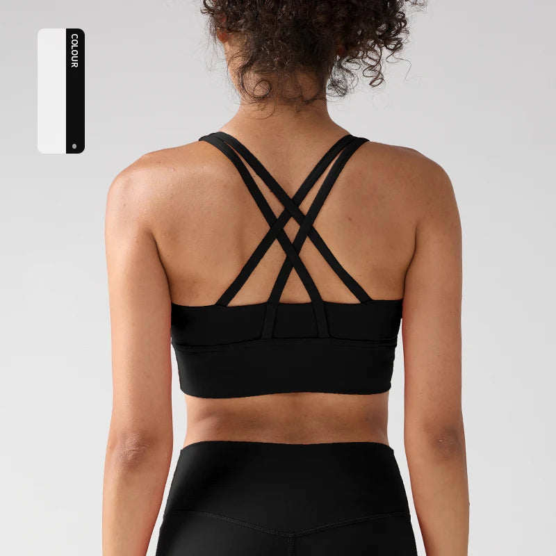 Solid Color soft high strength Women Fitness Bra Tight Sport Top Comprehensive Training Gym Yoga Underwear Tight With Chest Pad - ATFH