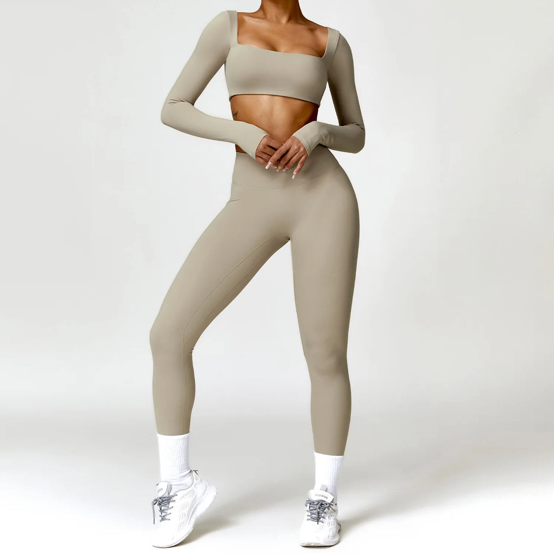 Summer 2PCS Yoga Suit Sports Set Women Quick-Dry Gym Set Women Tracksuit Running Workout Long Sleeve Sports Shirt Yoga Clothing - ATFH