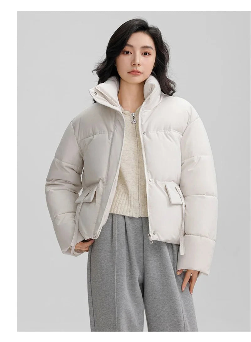 New Down and Cotton Jacket women's Short Korean Version Cotton Jacket  Stand Collar Loose Autumn and Winter bread Fashion jacket ATFH