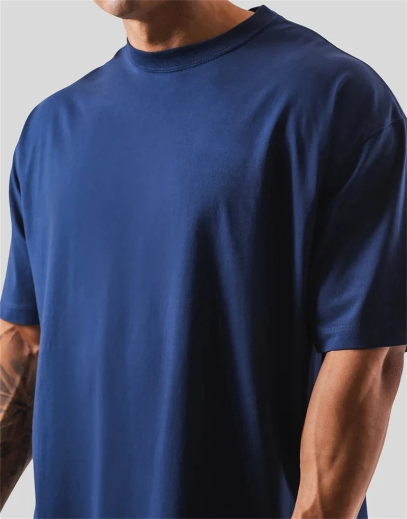 JAPAN&UK Cotton Gym Shirt Sport Fitness Loose large size M-XXXL T Shirt Men Short Sleeve Running Shirt Men Workout Training Tees ATFH