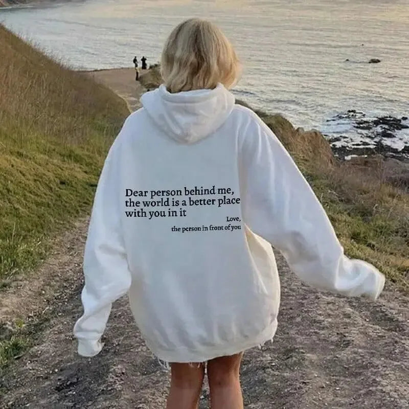 Dear Person Behind Me Men's Kangaroo Pocket Hoodie Classic Retro Women's Back Text Hoodie Neutral Fashion Hoodie Autumn Winter