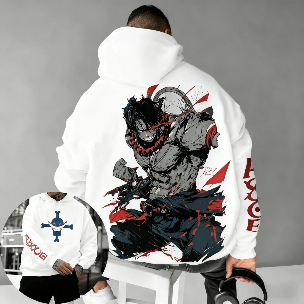 2026 New One Piece Portgas D Ace Printed Hoodie Sweatshirt Men's and Women's Hoodie Men's Tops Sports Hoodie Harajuku Y2K Hoodie - ATFH