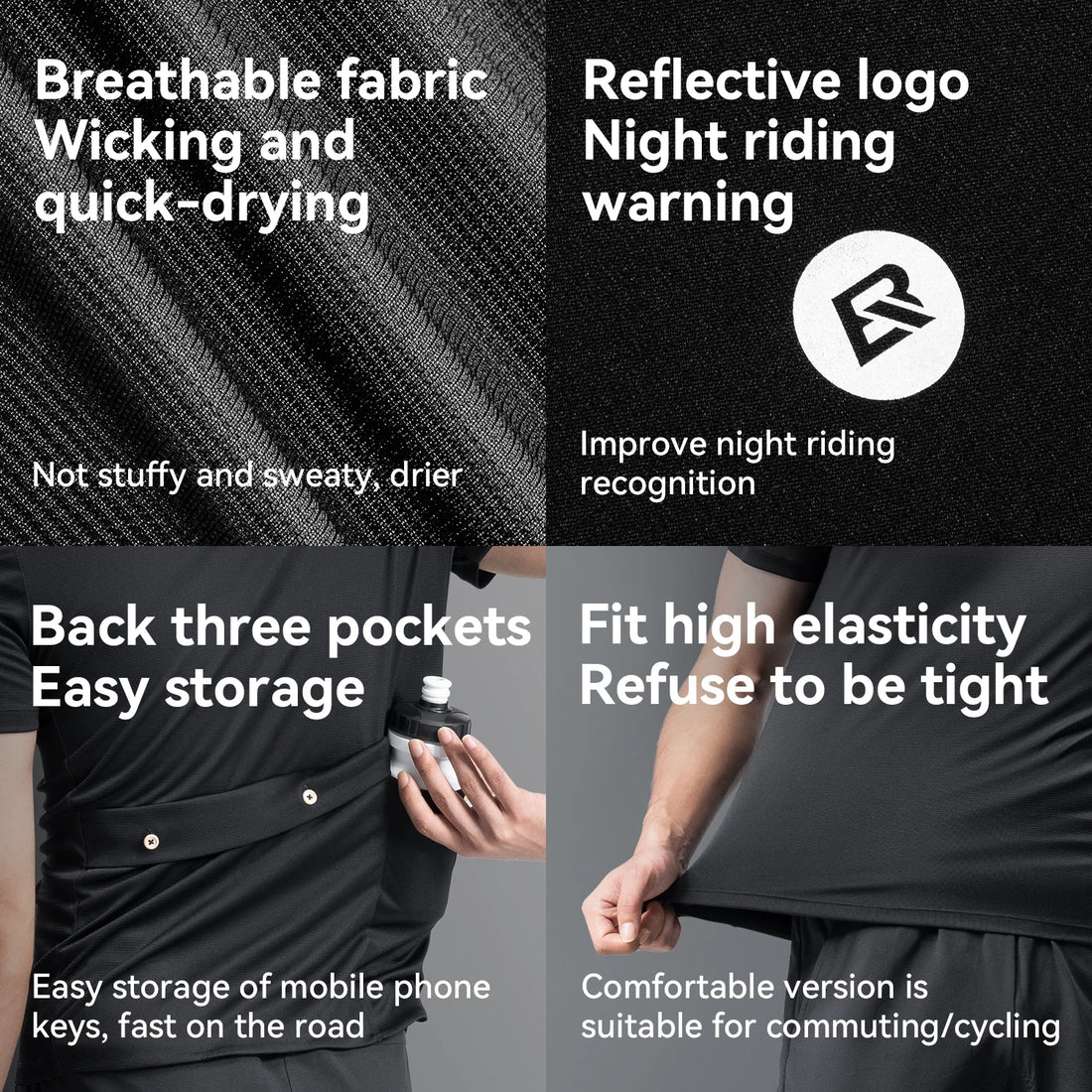 ROCKBROS Short Sleeve Sport Cycling Jersey MTB Summer Bike Shirt 100% Polyester Breathable Fabric T-Shirt Sun Protection