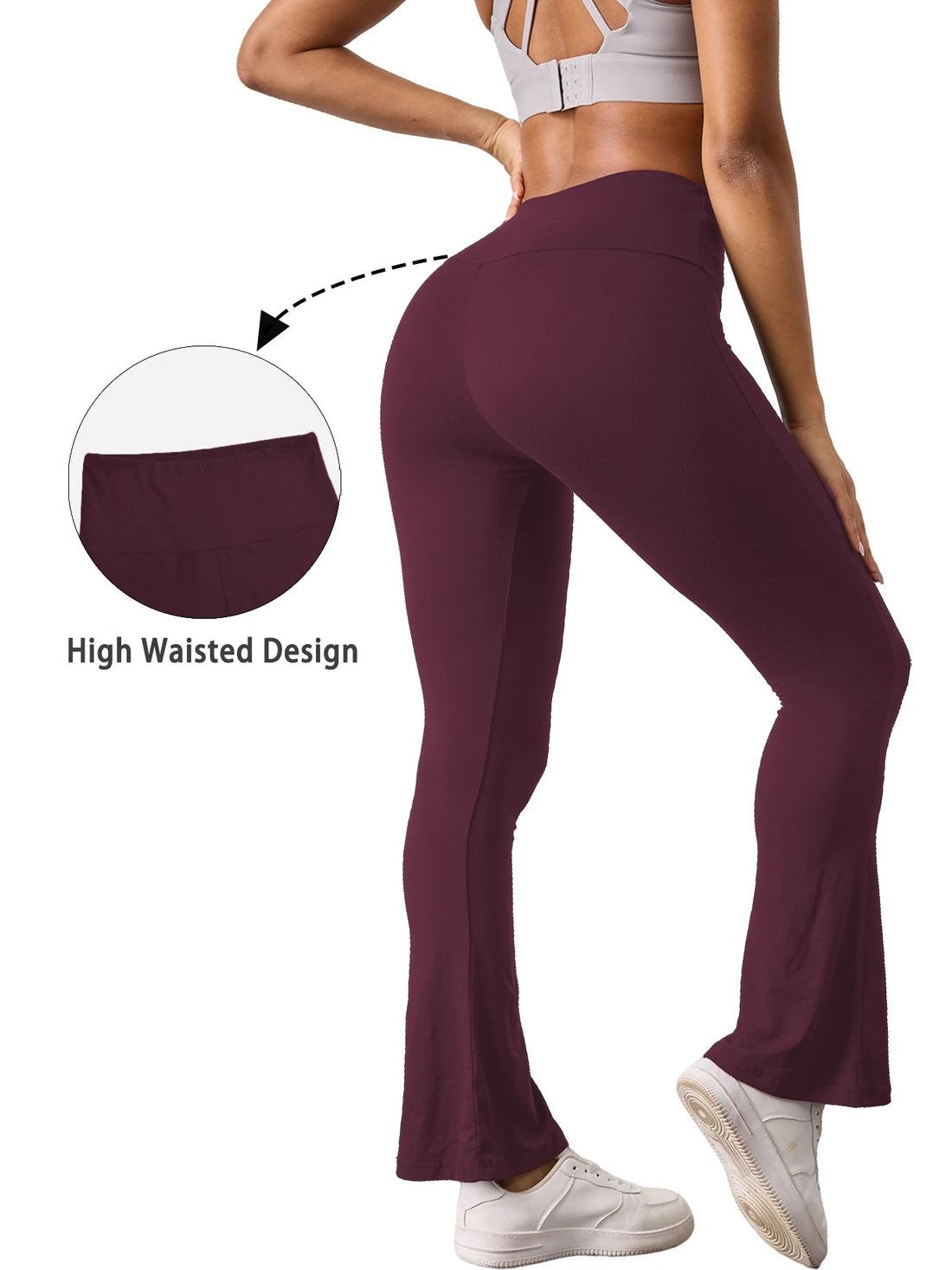 Women's Super Soft Flare Pants High Waisted Tummy Control Workout Yoga Push Up Gym Fitness Long Leggings Bell Bottoms ATFH