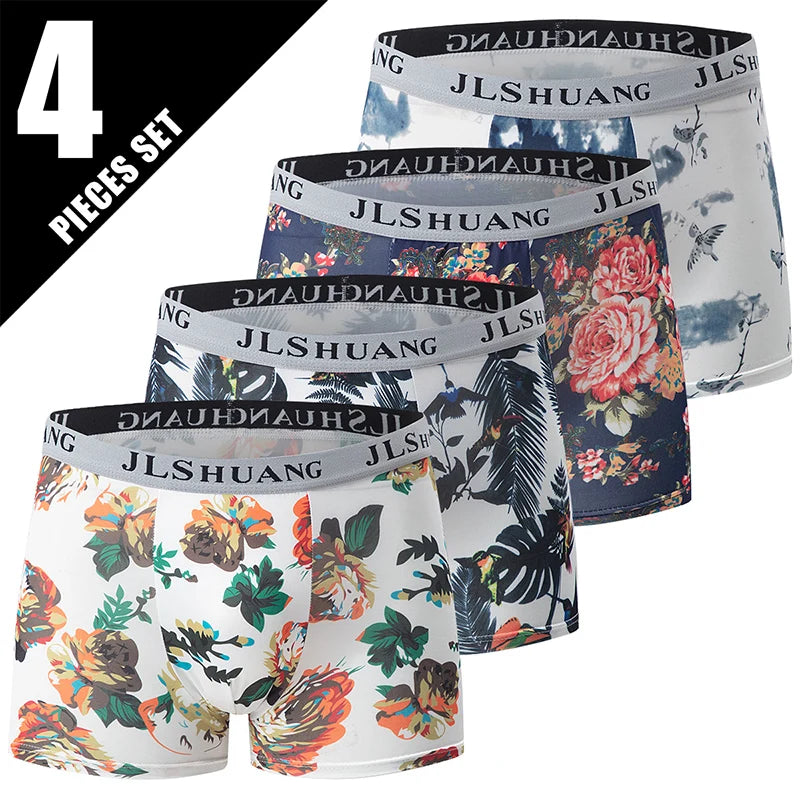 4/10 Piece Set Of Men's Casual And Fashionable Underwear Comfortable Boxer Shorts Youth Plus Size Sports Cycling Elastic Shorts
