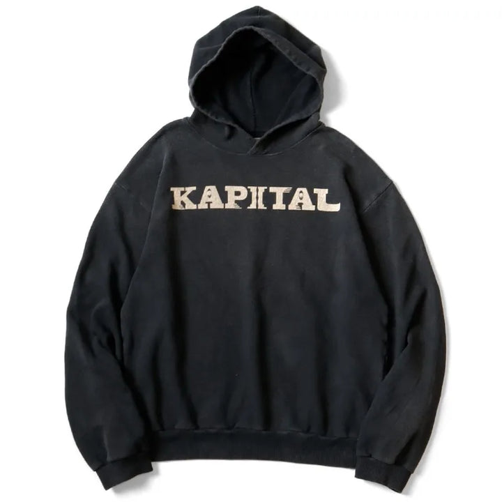 24AW KAPITAL Japanese-style Casual Cotton Warm Hoodie Letter-printed Vintage Sweatshirts Men's Clothing - ATFH