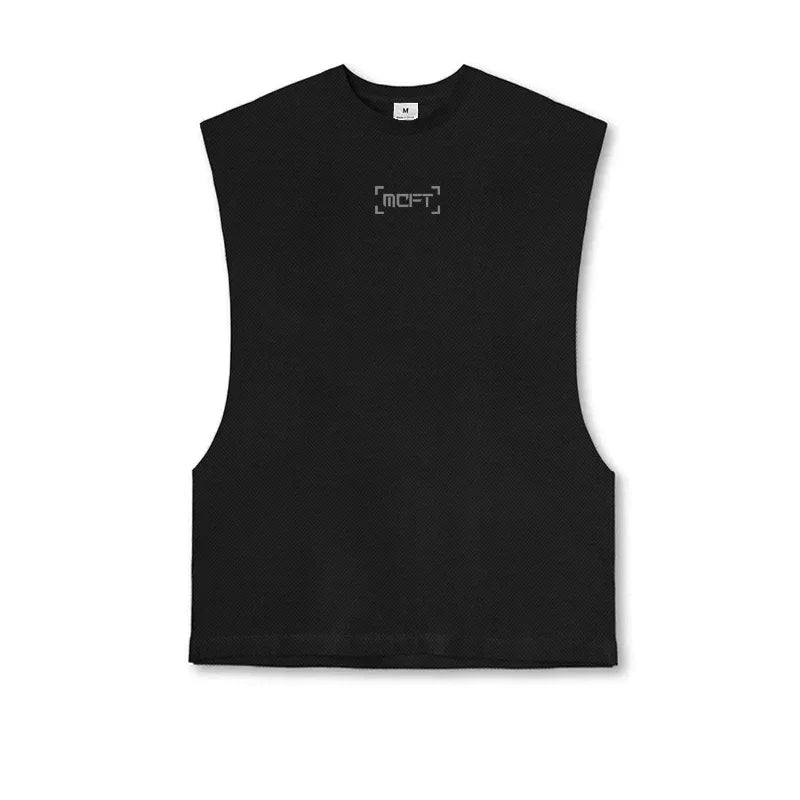 Oversized Mens Tank Top Gym Stringer Vest Fitness Clothing Mesh Quick Dry Bodybuilding Cut Off Sports Sleeveless Undershirt