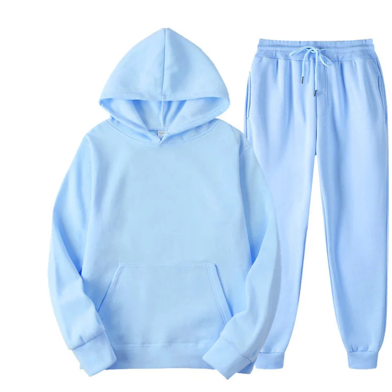 Spring Autumn Fashion sports suit Casual Women Hoodies+trousers two-piece Set Solid Color Daily commuting Women's tracksuit