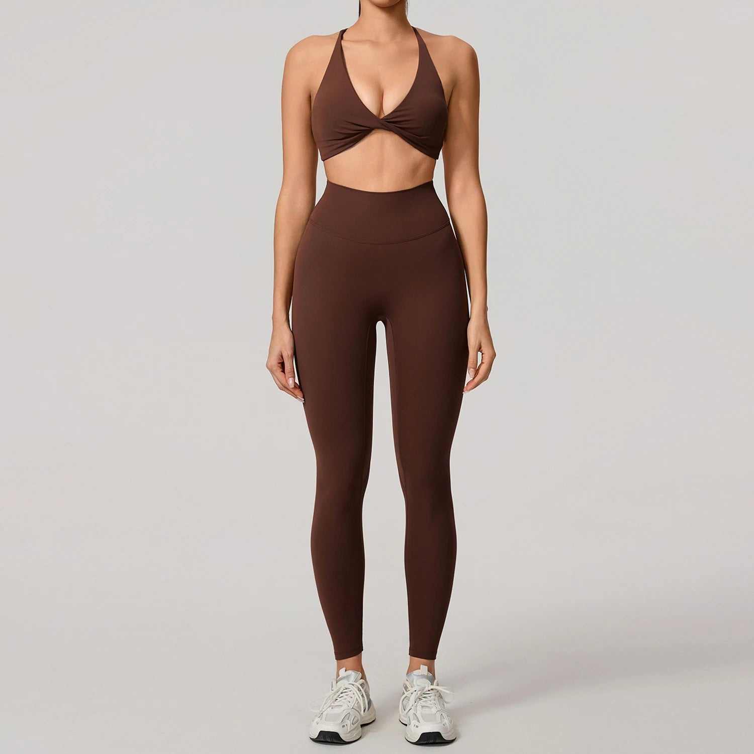 New Summer 2Pcs Women's Quick-Dry Sports Set V-Shaped Bra Female Sleeveless Yoga Outfit Gym Two-Piece Woman Sport Clothes - ATFH