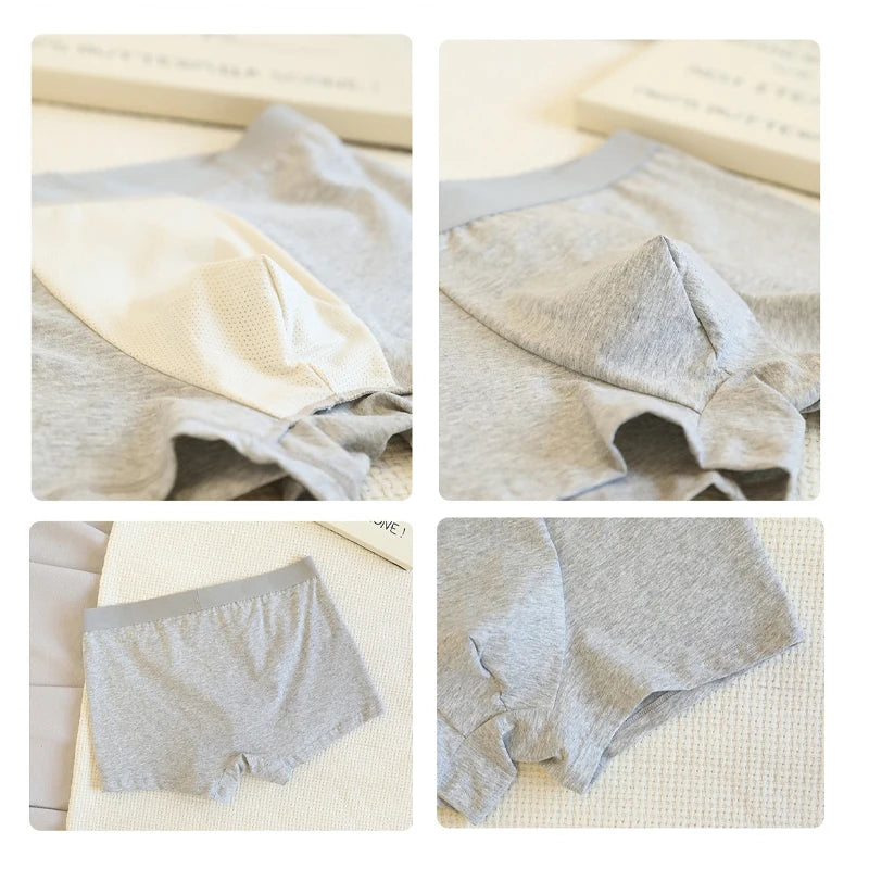 4Pcs Mens Plus Size Underwear Cotton Boxers Briefs Man Breathable Underpants Teenagers Comfortable Solid Shorts Boxers Hombre