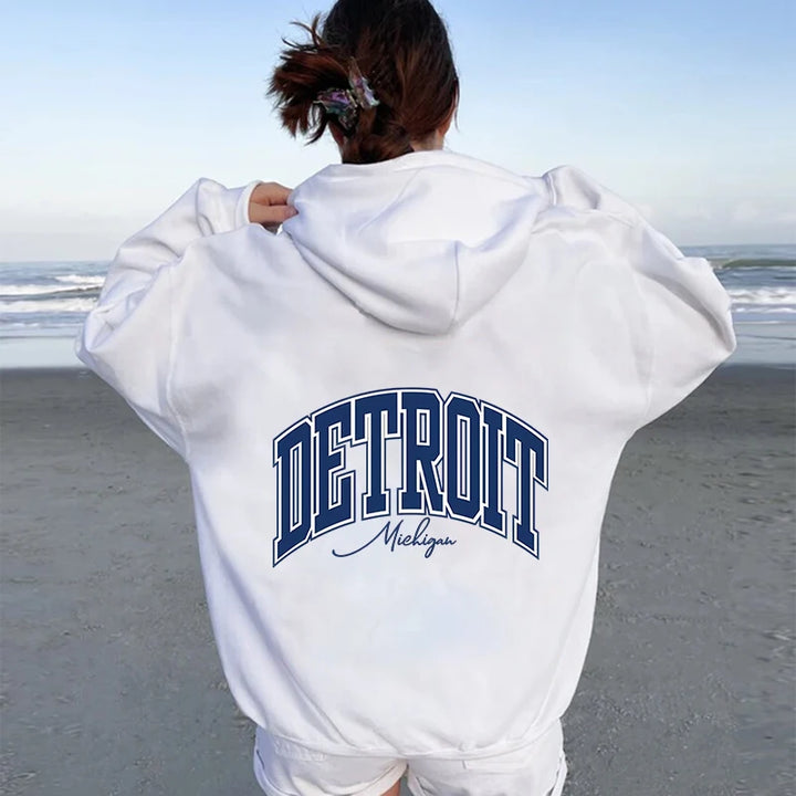 American Retro DETROIT Letter Print Hoodies For Men Women Harajuku Pullover Clothes Hip Hop Y2k Long Sleeve Pullover Sweatshirts - ATFH