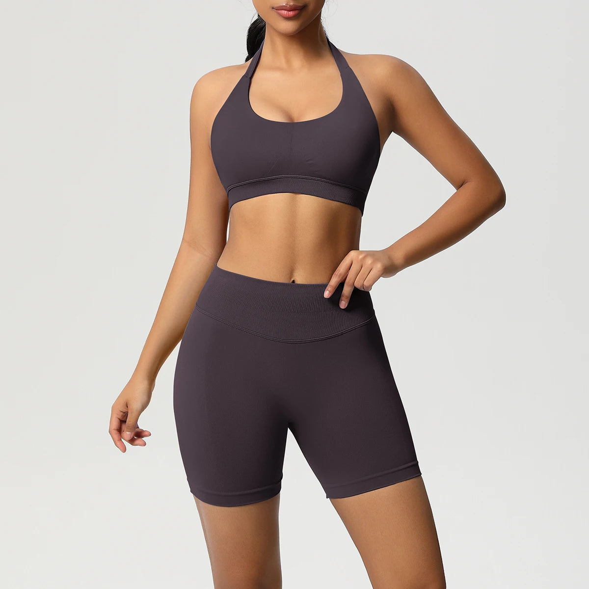 2PCS Sportswear Woman Sports Yoga Set Gym Clothes Yoga Suits For Women Tracksuits Sports Shorts Crossover Bra Gym Leggings - ATFH