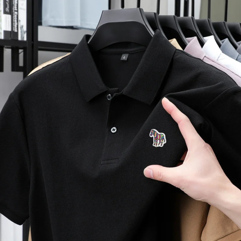 High end Men's Summer New Short Sleeve Breathable Polo Shirt Custom T-shirt Half Sleeved Exquisite Brand Pony Embroidery Top