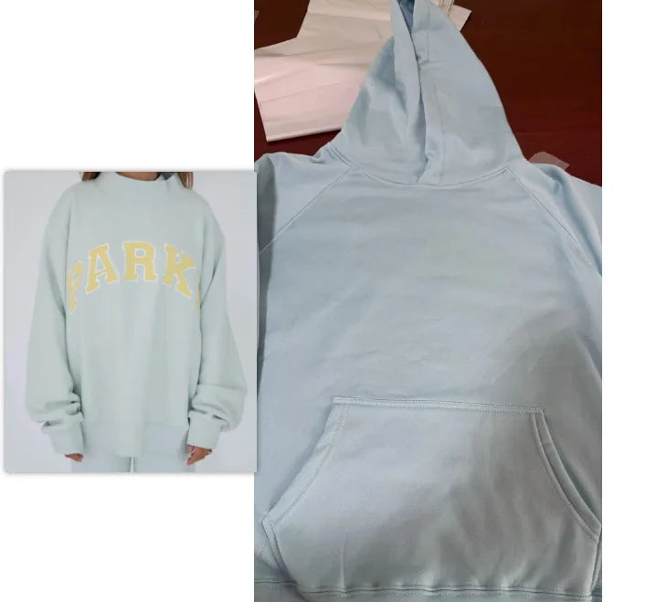Women's sweatshirt for fitness and exercise with embroidered design and hood - ATFH