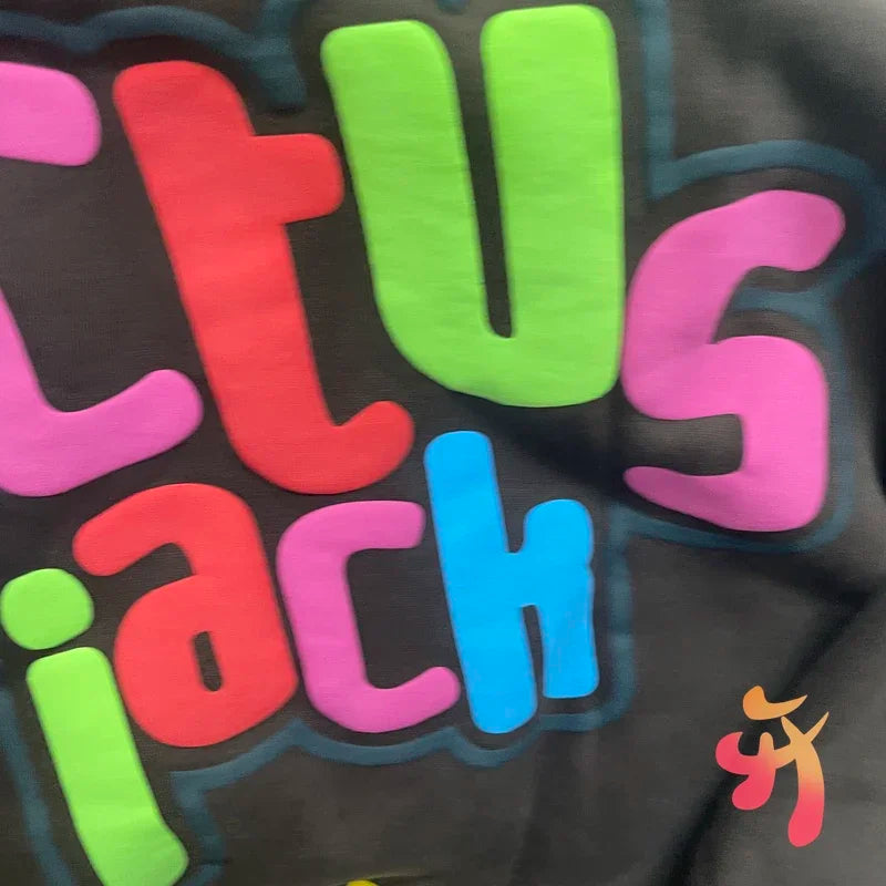 Winter Cactus Jack Hoody Colorful Foam Letter Fleece 1:1 Quality Embroidery Logo Hooded Sweatshirts Hiphop Street Kanye Hoodies - ATFH