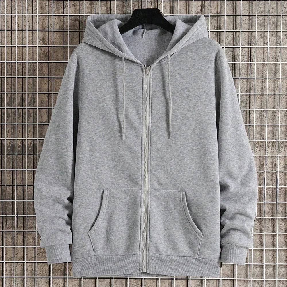 Men Fleece Zipper Hoodie Spring Autumn Oversized Women Sports Sweatshirt Winter Fashion Y2K Clothes Coat Harajuku Casual Jackets - ATFH