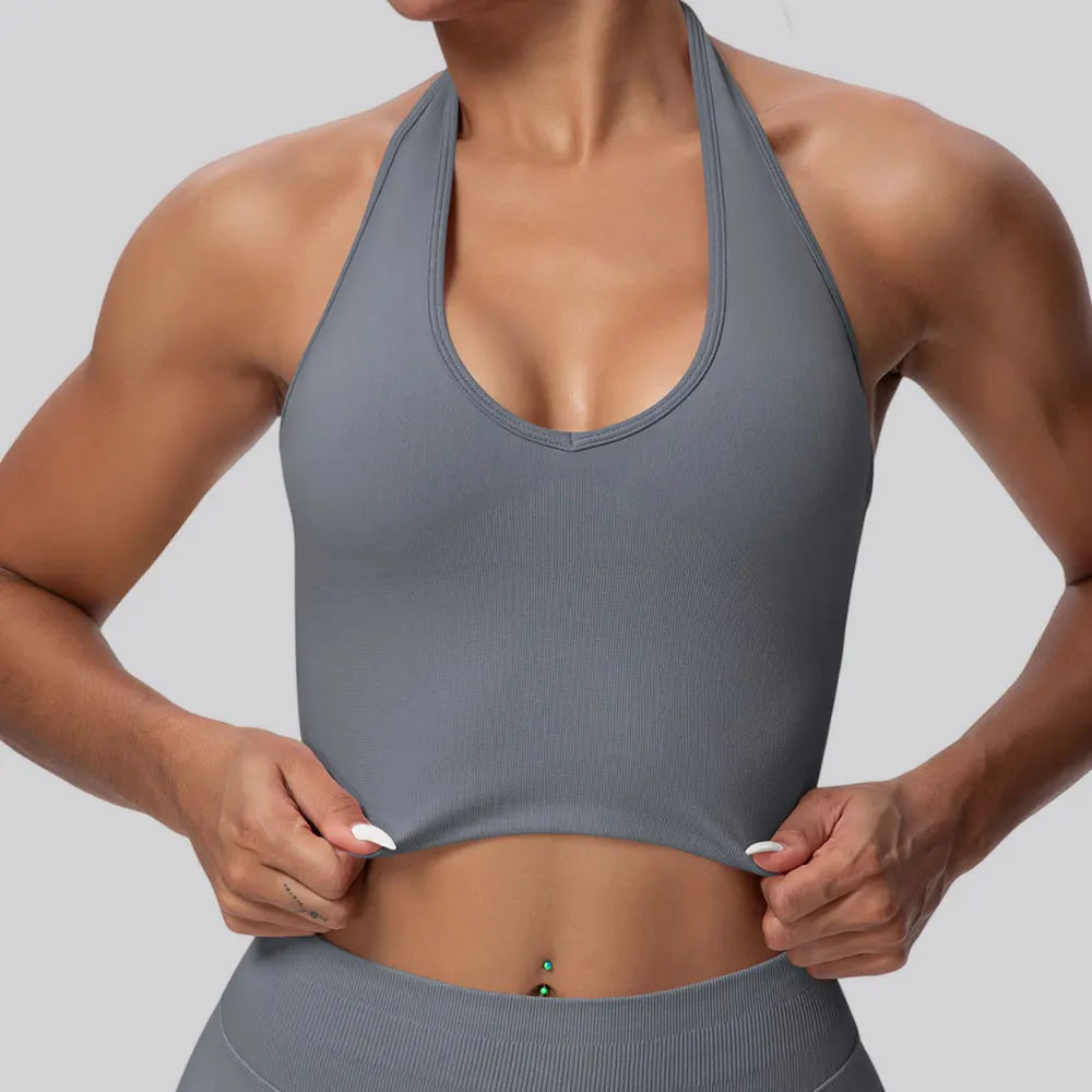 Seamless Sports Bra Gym Top Women Fitness Halter Yoga Bras Gym Crop Top Shockproof Breathable Running Workout Sports Underwear - ATFH