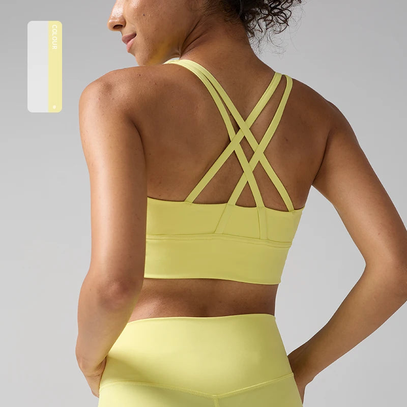 Solid Color soft high strength Women Fitness Bra Tight Sport Top Comprehensive Training Gym Yoga Underwear Tight With Chest Pad - ATFH