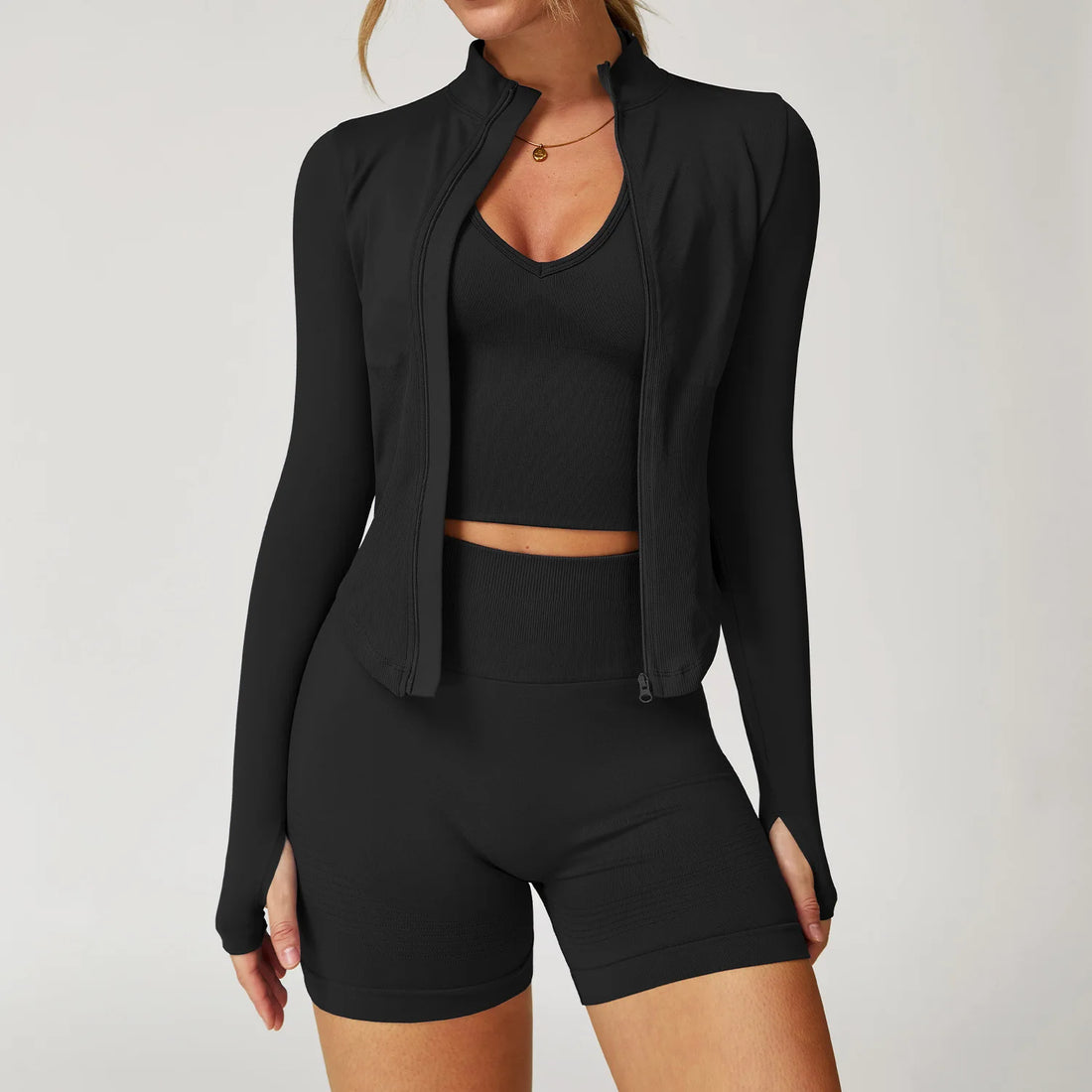 2/3/4PCS Yoga Set Gym Clothes Sportswear Seamless Yoga Suits For Women Fitness Long Sleeved Tracksuits Sports Bra Gym Leggings - ATFH