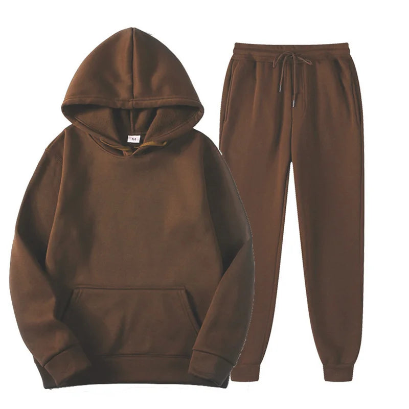 Spring Autumn Fashion sports suit Casual Women Hoodies+trousers two-piece Set Solid Color Daily commuting Women's tracksuit