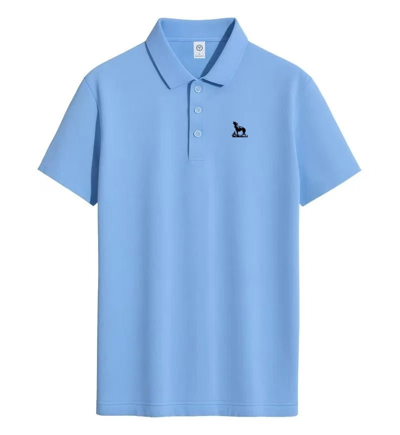 2026 summer new men's collar polo shirt printed short sleeved casual business fashion slim fit men's T-shirt top