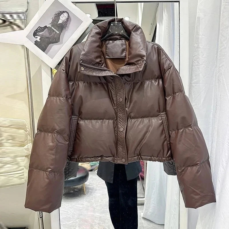 2024 New Women Parkas Winter Warm Loose Puffy Coats Cotton Padded Stand Collar Korean Puffer Jackets Fashion Female Clothes