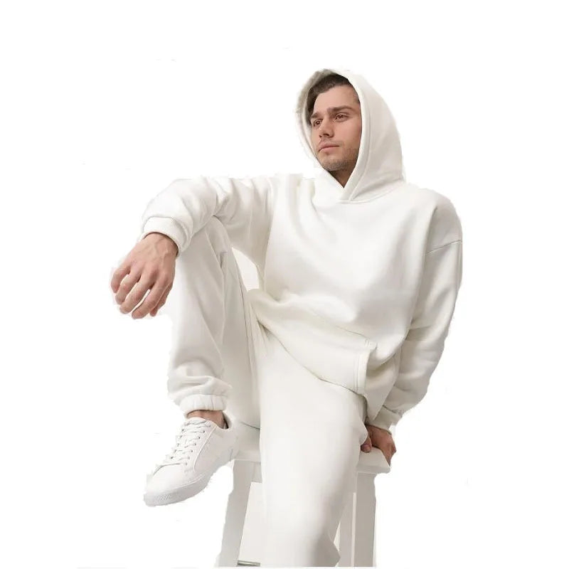 2026 new solid-color spring-autumn-winter sports hooded sweatshirt and pants set suitable for both men and women as a casual ATFH
