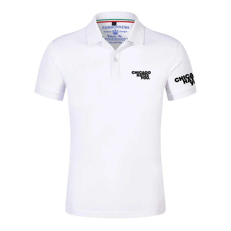 2025 Chicago Hates You Same Men's New Summer Hight Quality Regular Polos T-Shirt Short Sleeves Fashion Casual Lapel Sports Tops
