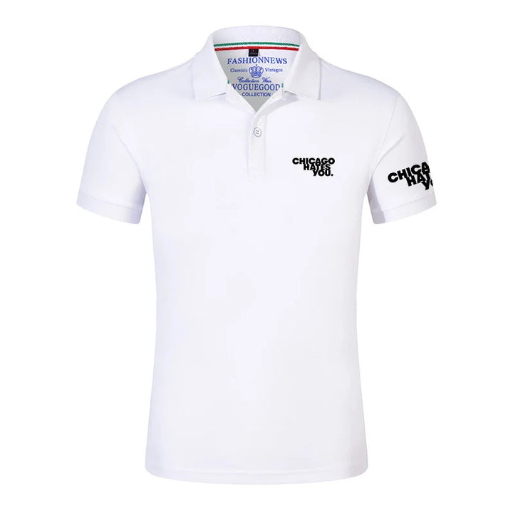 2025 Chicago Hates You Same Men's New Summer Hight Quality Regular Polos T-Shirt Short Sleeves Fashion Casual Lapel Sports Tops