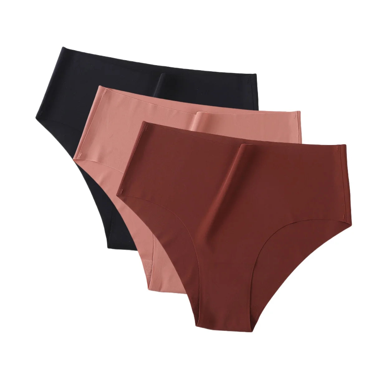 3Pcs/Set Ice Silk Panties Women High Waist Seamless Briefs Breathable Invisible Underwear Soft Stretch Sexy Lingerie XS-XL Panty