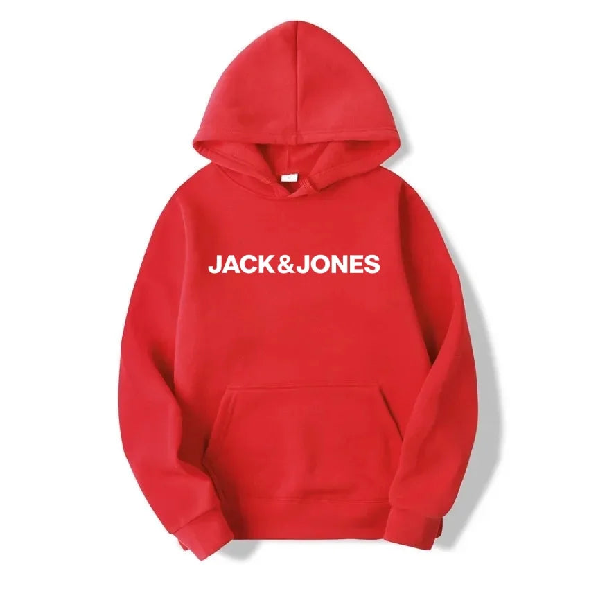 Jack & Jones Men's and Women's Hooded Sweatshirts, Fashionable Loose and Casual, Comfortable Printed Sportswear, Streetwear - ATFH