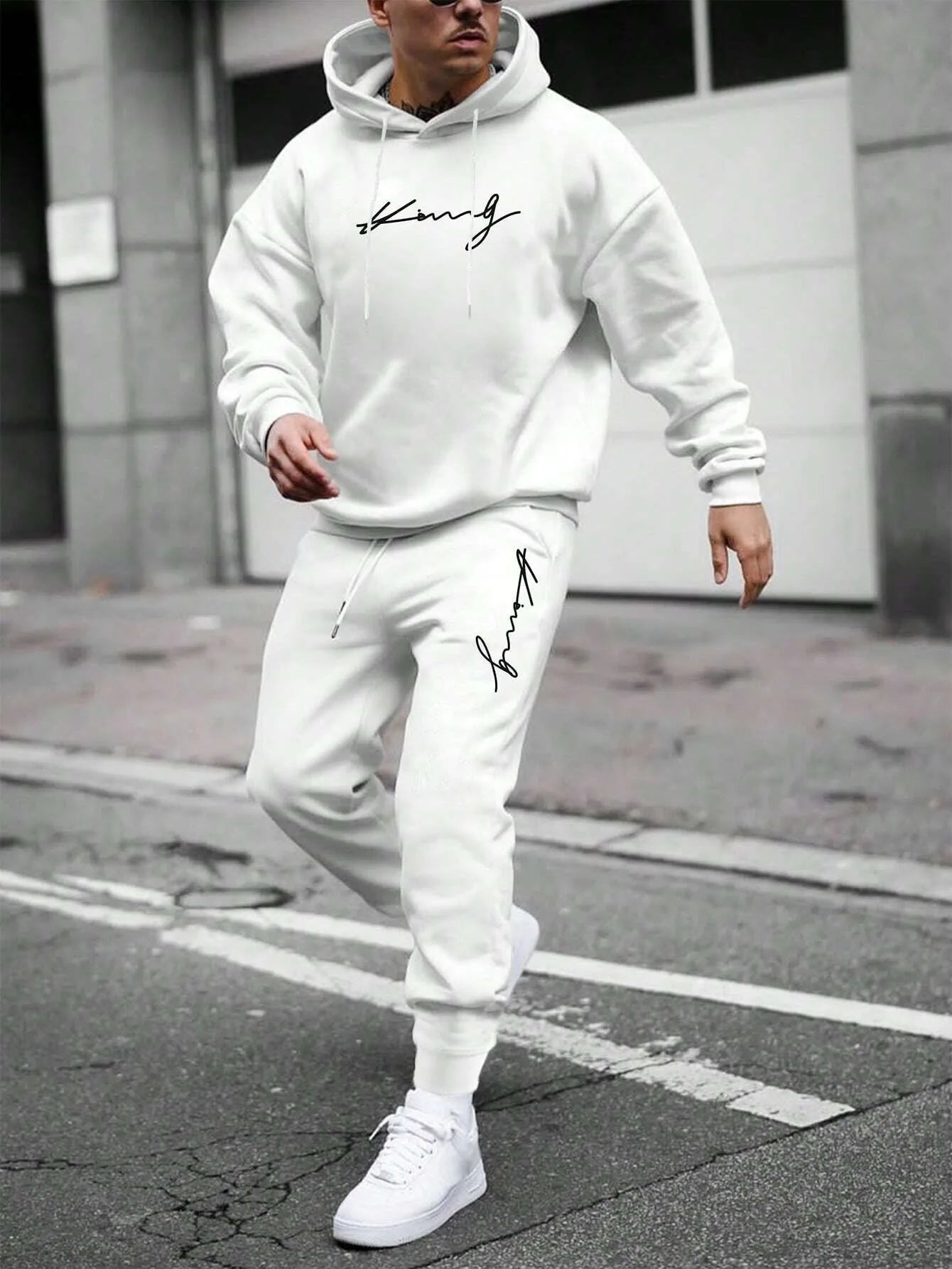 2026 Spring and autumn two-piece men's drawstring women's sports set hooded set quality comfortable casual pullover fashion - ATFH