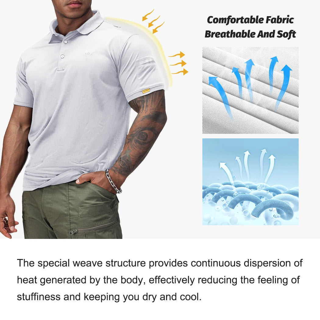 IDOGEAR Tactical Shirt Short Sleeve Quick Dry Golf Shirts Regular Fit T-Shirt with Moisture-Wicking 3113