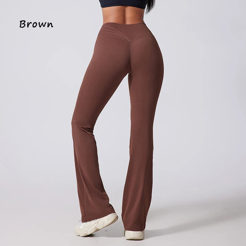 DIAS FIT JOY Women's Hip lifting flared pants high waisted yoga fitness pants sports micro flared yoga pants wide leg pants ATFH