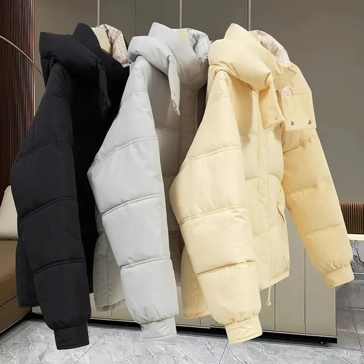 Explosions Down Cotton Coat Women Parkas 2025 Winter New Warm Cotton Padded Jacket Short Outcoat Hooded Korean Overcoat Female