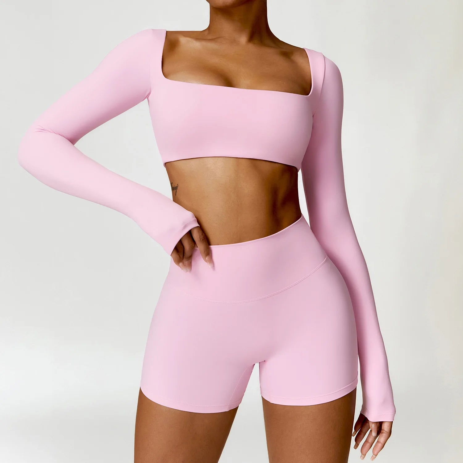 Summer 2PCS Yoga Suit Sports Set Women Quick-Dry Gym Set Women Tracksuit Running Workout Long Sleeve Sports Shirt Yoga Clothing - ATFH