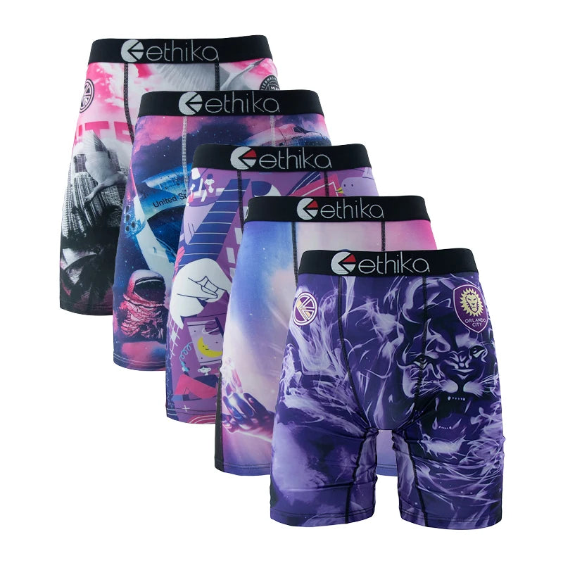 ETHIKA 5Pcs Men Underwear Boxers Breathable Mesh Crotch Man Swimming Underpants Plus Size Mens Panties Sexy Men's Boxer Briefs