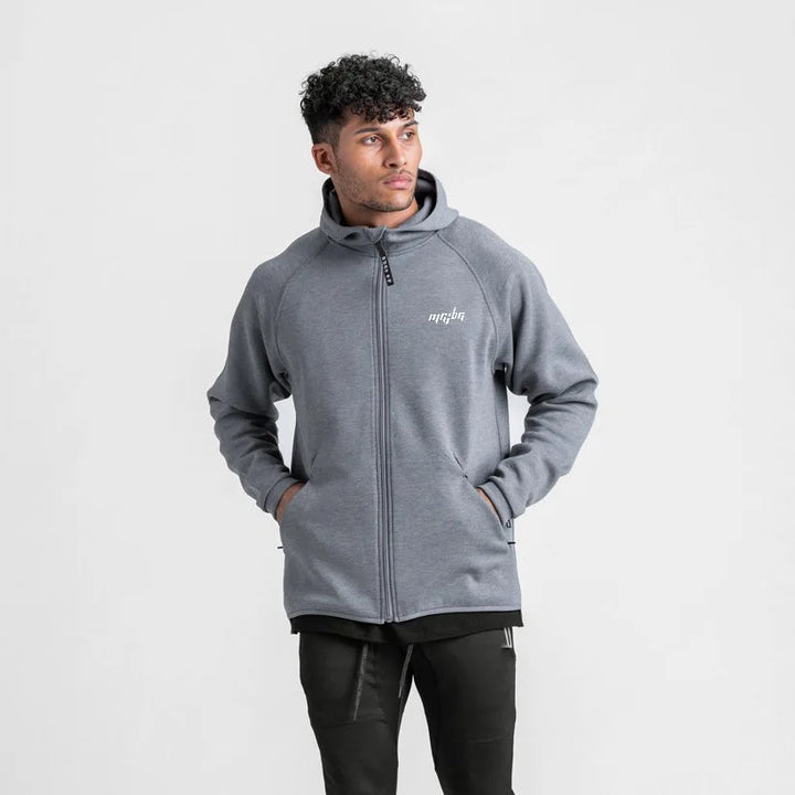 Men Sweater Jacket Spring and Autumn Windproof Zip Up Hooded Cardigan Zipper Casual Sports Coats with Hoody - ATFH