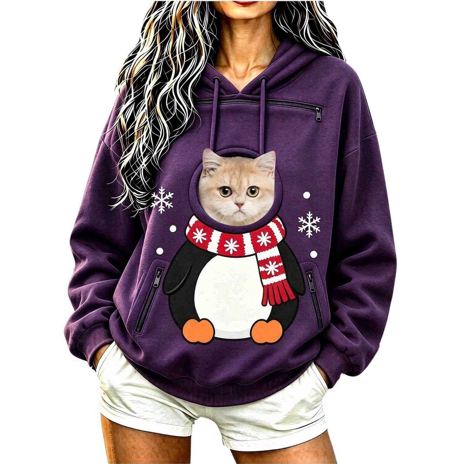 Kangaroo Dog Pet Holder Carrier Hoodie Men Women Matching Christmas Hoodie Funny And Cute Pattern Pet Pocket Hooded Sweatshirt