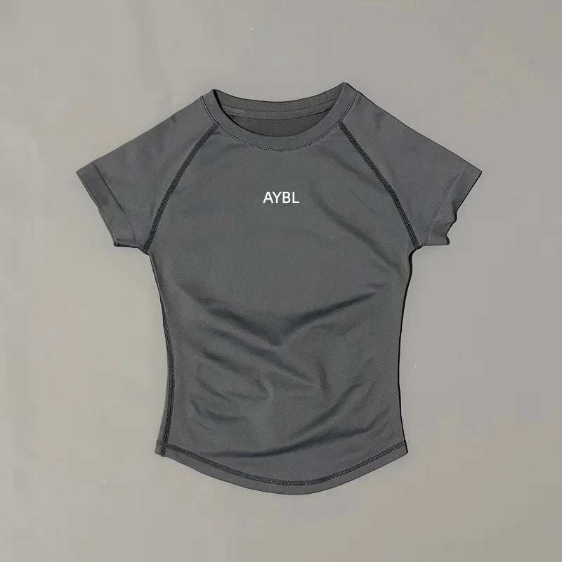 2 Pieces Sports Sets Short Sleeve Sculpt T Shirt Seamless Yoga Top Fitness Set Women Workout Running Sports Shorts Gym Suit - ATFH