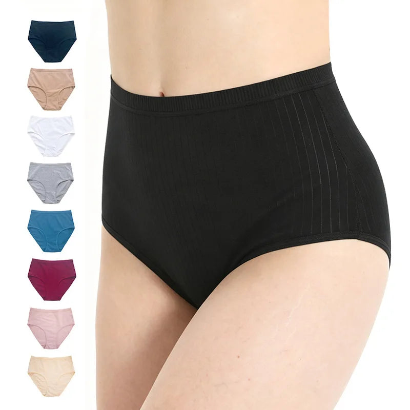 3Pcs/Set Women High Waist Panties Cotton Briefs Tummy Control Underwear Sexy Lingerie Breathable Full-Coverage Underpants S-XXL