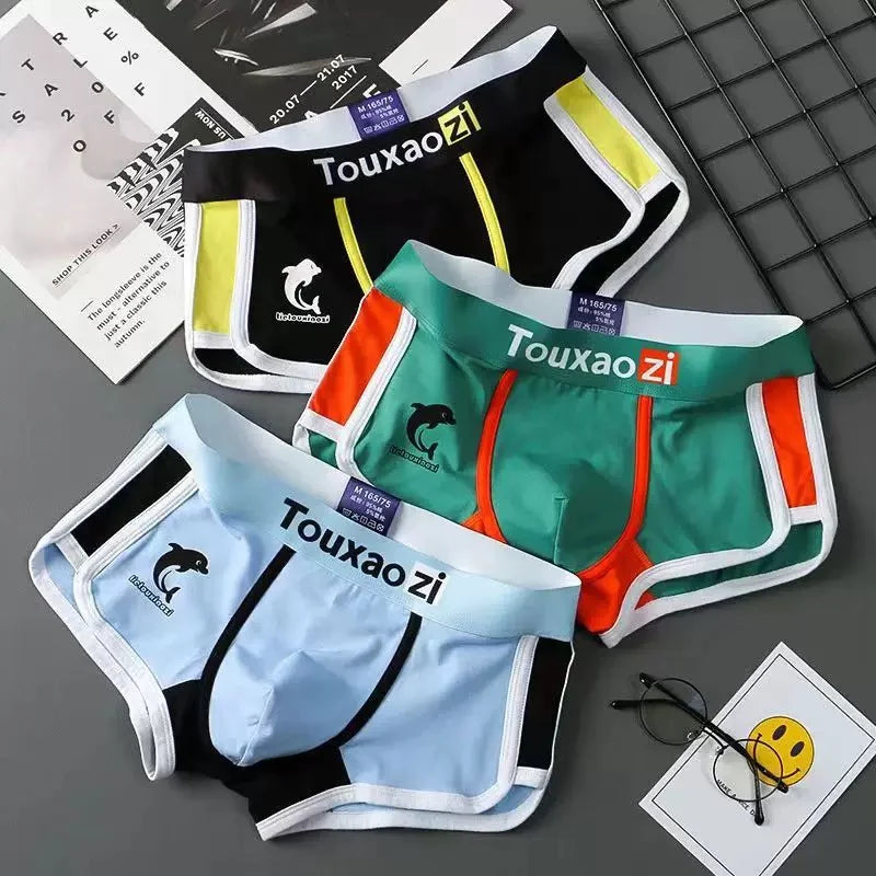 3PCS/Lot Cotton Comfortable Breathable Boxer Shorts Printed Men's Underpants Fashion Youth Underwear Sexy U Bulge Pouch Panties
