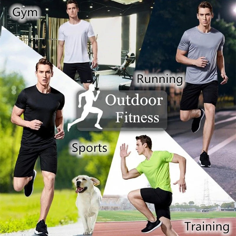 Men's Quick Dry Short Sleeve Gym Running Moisture Wicking Round Neck T-Shirt Training Exercise Gym Sport Shirt Tops Lightweight - ATFH