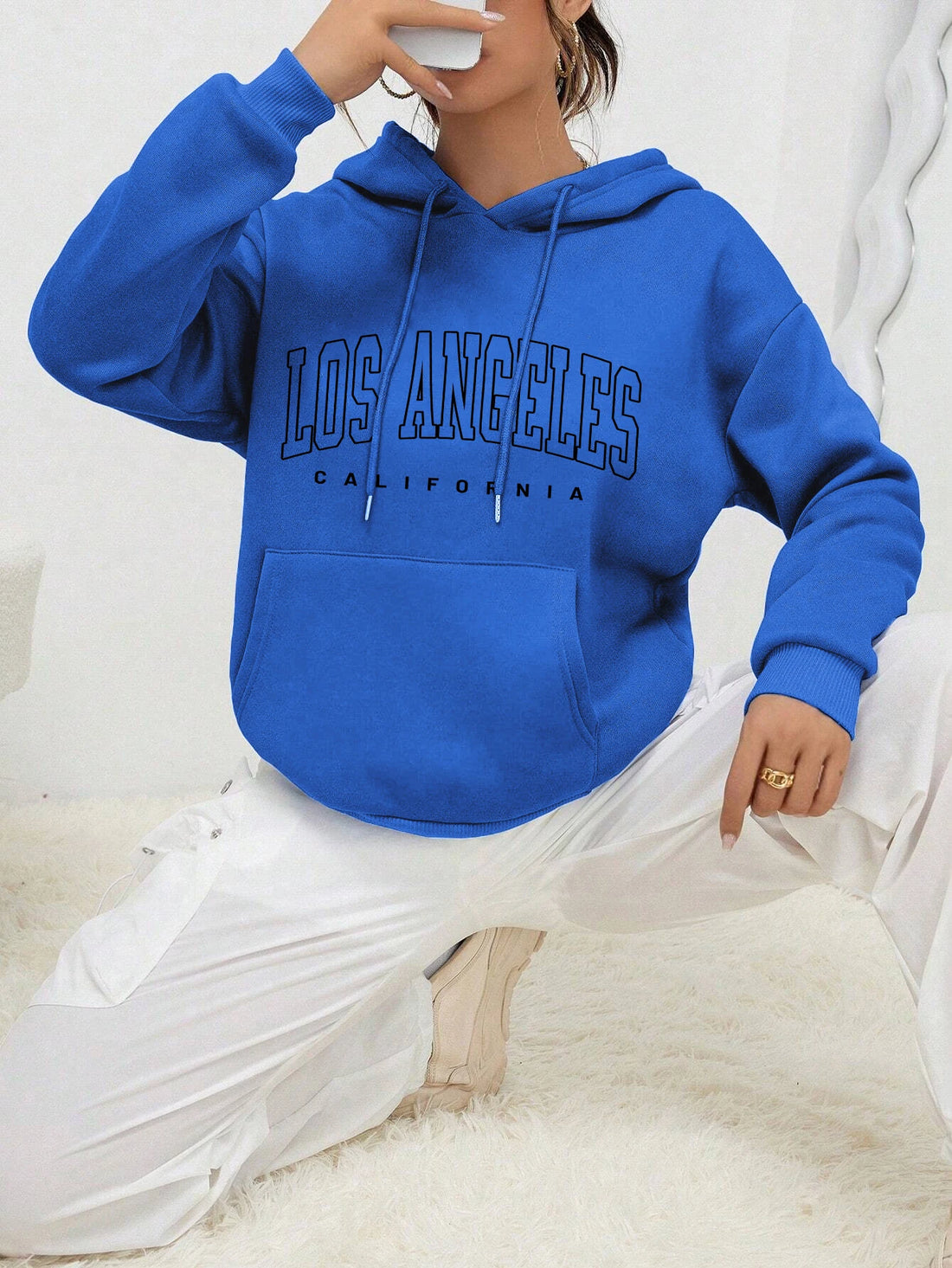 Los Angeles Art Letter Design Women Hoodies American Style Casual Hoody Autumn Hip Hop Female Hoodie Casual Fleece Clothing - ATFH