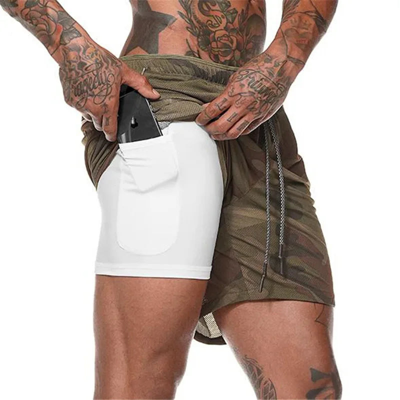 2026 Summer Running Shorts Men 2 in 1 Sports Jogging Fitness Shorts Training Quick Dry Mens Gym Men Shorts Sport gym Short Pants