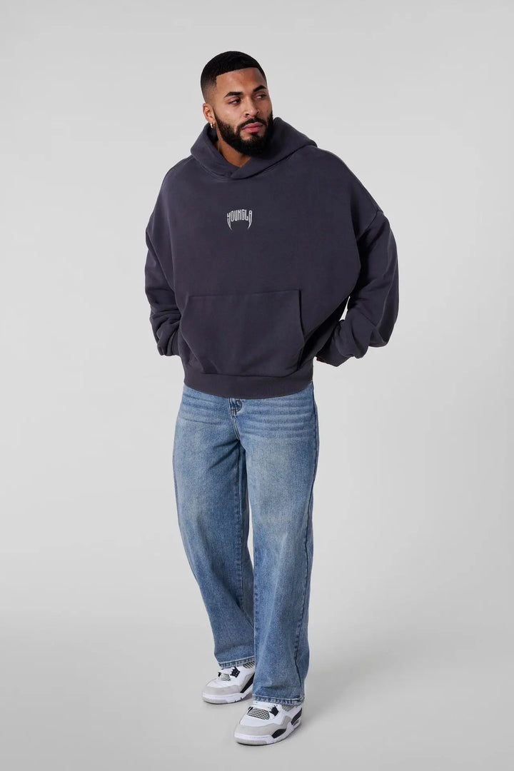 American-style streetwear sports hoodie for jogging, fitness, casual running, and training with wing-shaped print - ATFH